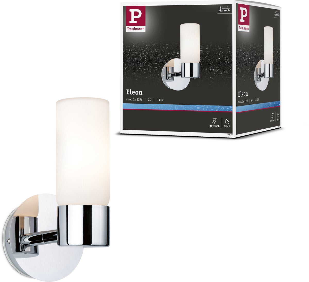 Paulmann applique eleon ip44 g9 230v max. 33w dimmable chrome, satiné