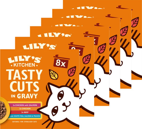 Lily's kitchen - nourriture pour chat - nourriture humide - savoureuses coupes en sauce poulet boeuf poisson de mer saumon - 6 x 8x85g