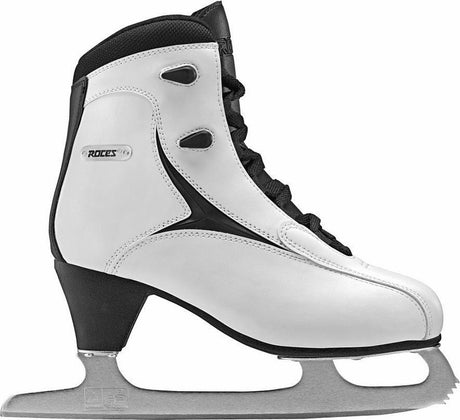 Roces – rfg 1 – patins artistiques – patinage sur glace pour femmes – blanc – fer en acier inoxydable, support de cheville robuste – taille eu 37