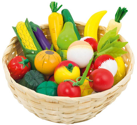 Cuisine jouet Goki - fruits et légumes dans un panier - 21 pièces - bois - 3 ans