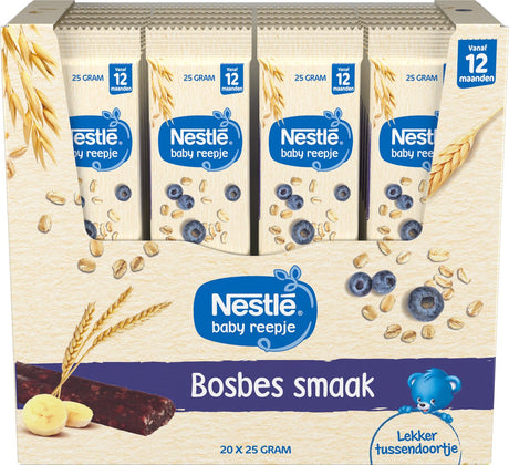 Nestlé baby fruit bar myrtille - snack - avec céréales aux fruits - nourriture pour bébé 12+ mois - 20 barres
