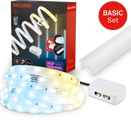 Briloner pimp your panel - kit de démarrage bande led 2,6m - 8020294 - kit de base cct - pimp your panel - driver - télécommande - autocollant - 262,5 x 1 cm