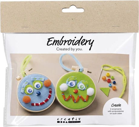 Creativ company mini hobby set broderie visages bleu et vert
