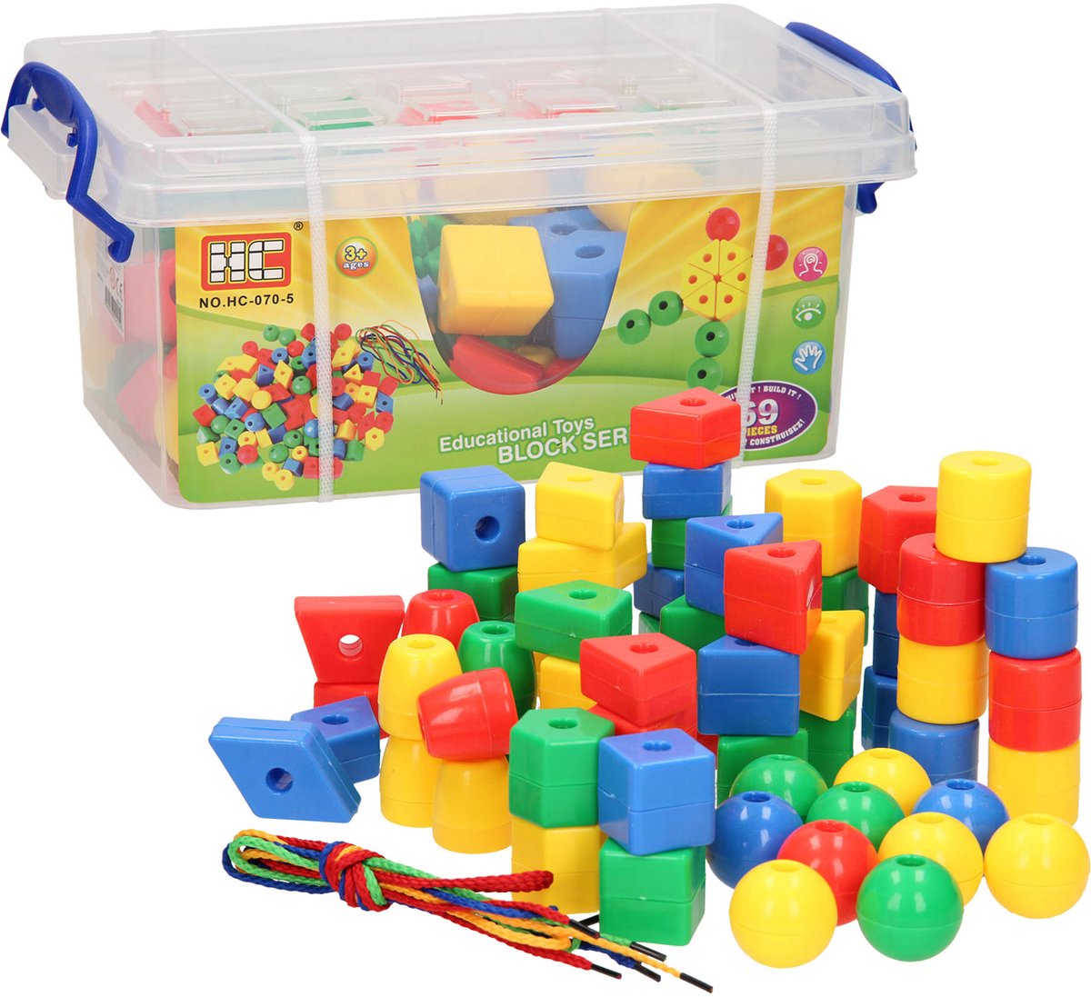 Perles de pêche albatros, jouets méga perles dans une boîte de rangement 69 pièces.