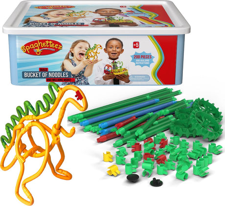Tiges de construction flexibles Clics spaghettiez dans une boîte de rangement, 200 pcs.