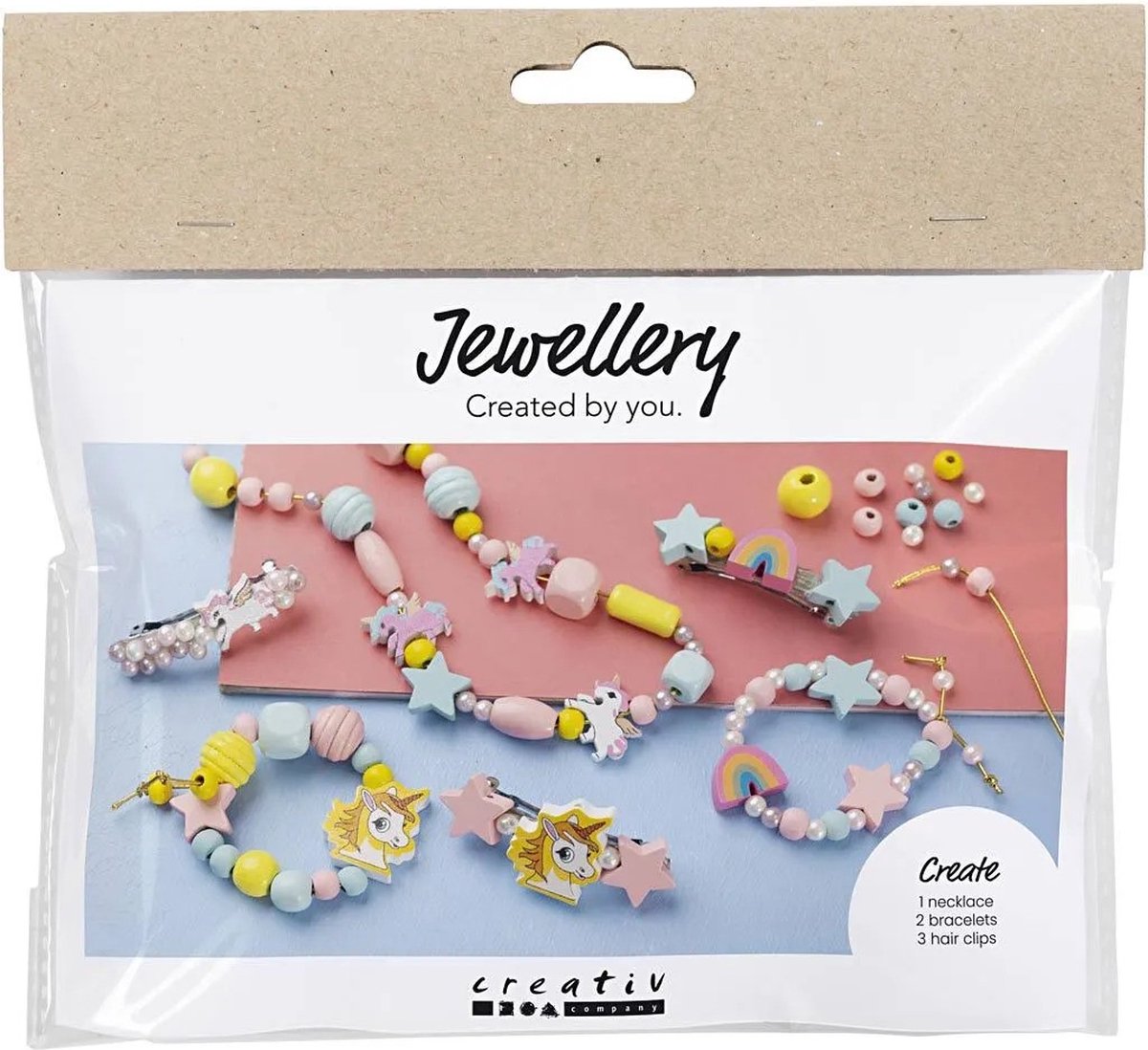 Société créative https : www.cchobby.nl mini-hobbyset-jewelry-necklace-bracelets-earrings-bleu clair-rouge clair-jaune-1-boîte
