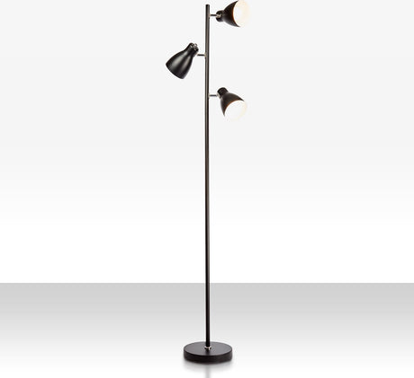 B.k.licht - lampadaire industriel - lampadaire en or noir - barre rotative - avec culot E27 - h.: 166cm