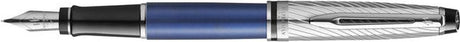Waterman expert deluxe, stylo plume, laque bleu métallisé avec détails palladiés, plume moyenne avec palladium