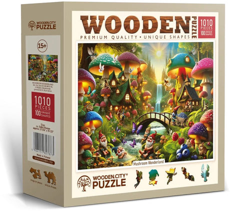 Ville en bois wooden.city puzzle en bois champignon pays des merveilles 1000 pièces fantaisie.