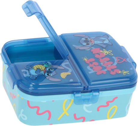 Boîte à lunch pour enfants Stor Stitch - boîte à lunch avec 4 compartiments pour enfants à partir de 4 ans - passe au lave-vaisselle sans BPA - bleu