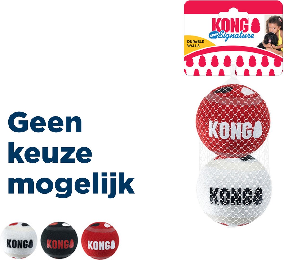 Balles de jeu Kong signature l - plus fermes que les balles de tennis - matériau non abrasif - balle de jeu pour chiens - 2 pièces