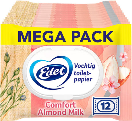Papier toilette humide Edet amande - 12 x 42 = 504 feuilles