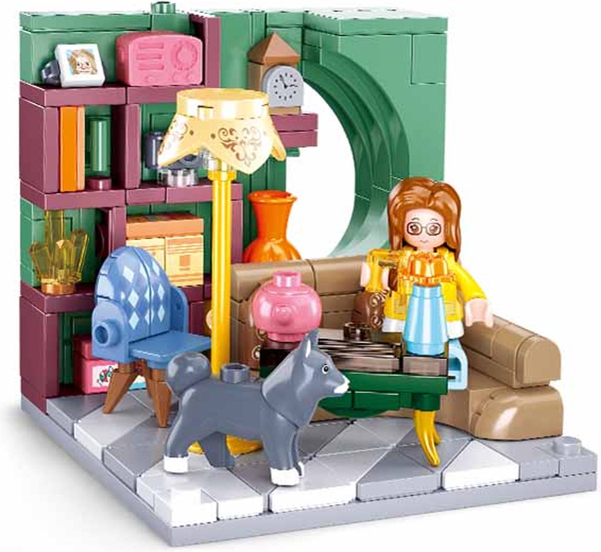 Sluban mini jouets de construction de salon artisanaux pour enfants à partir de 8 ans - modèle de jouet de construction - boîte de construction avec 219 blocs de construction et 1 figurine - m38-b1016c