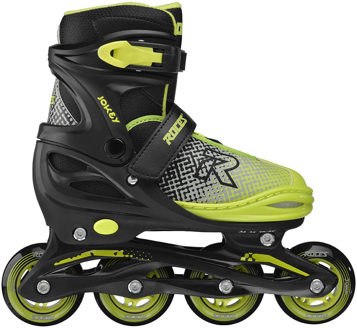 Roces jokey x patins à roues alignées réglables garçons - patins à roues alignées - patins de croissance - noir vert - taille 38-41
