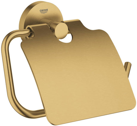 Porte-rouleau papier toilette Grohe start avec couvercle – vis ou colle – métal – brossé cool Sunrise