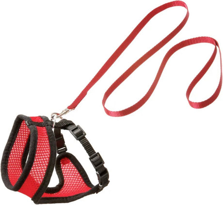 Harnais Flamingo avec ligne de marche pour chatons nuit – rouge noir – convient pour European shorthair, ragdoll, maine coon – tour de poitrine 28 cm