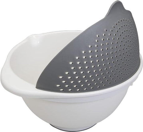 Passoire et bol Metaltex 2 en 1 - 25 cm - capacité 3,5 litres - blanc gris