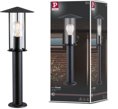 Lampe borne Paulmann classique ip44 500 mm max. 15w 230v gris foncé E27 métal, verre