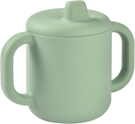 Gobelet en cuir silicone Béaba - Gobelet 2 en 1 avec poignées verseur - 170 ml - Sans BPA - Gobelet incassable - Passe au lave-vaisselle - Vert