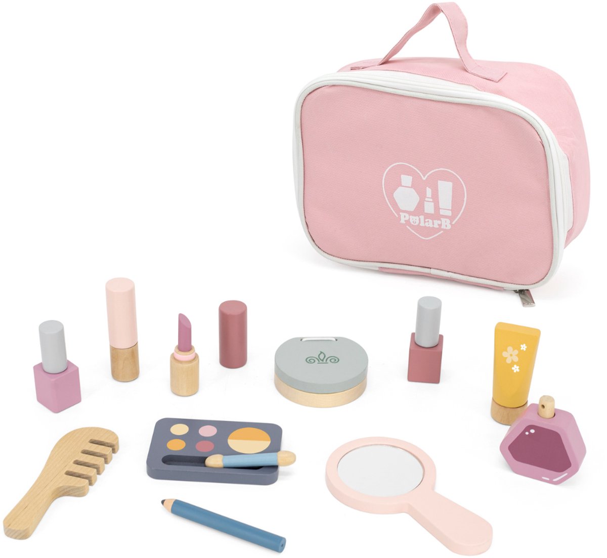 Ensemble de jeu de maquillage en bois Polarb - ensemble de beauté en bois pour enfants - jouets de jeu de rôle