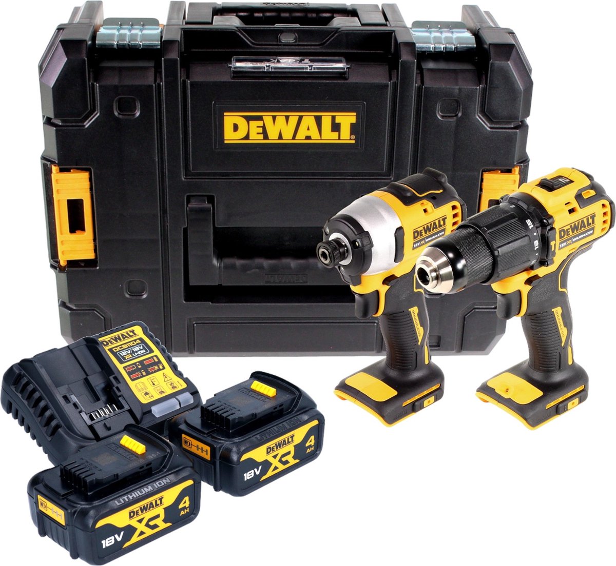 Dewalt dck2062m2t-qw ensemble combiné 18v 4.0ah li-ion - perceuse à percussion sans fil dcd709 + visseuse à percussion dcf809 - dck2062m2t-qw