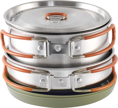 Set de cuisine Easy Camp Moss 2 Cook set de camping empilable en acier inoxydable silicone