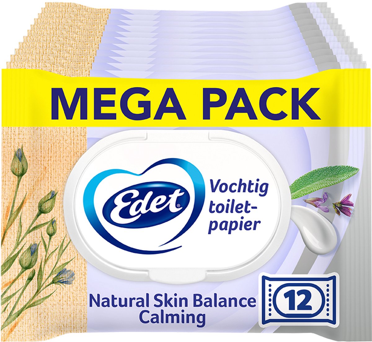 Edet papier toilette humide équilibre cutané naturel - 12 x 42 = 504 feuilles