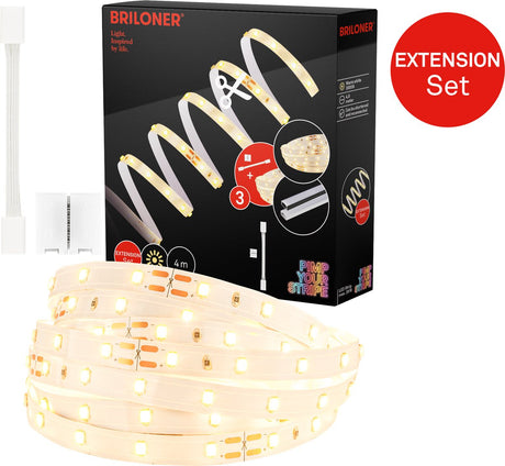 Briloner pimp your stripe extension set Bande LED 4m, blanc chaud, raccourcissable, on off