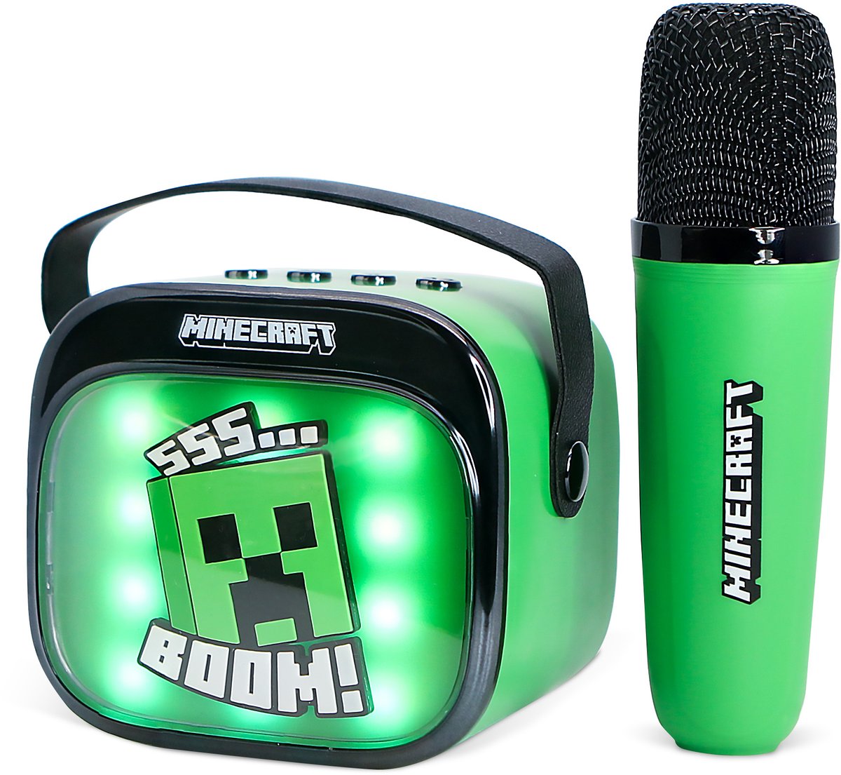 Otl technologies minecraft - set de karaoké pour enfants - microphone et haut-parleur sans fil - avec effets de lumière - distorsion de la voix