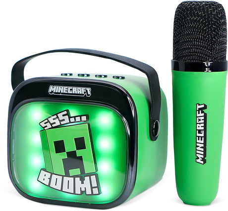 Otl technologies minecraft - set de karaoké pour enfants - microphone et haut-parleur sans fil - avec effets de lumière - distorsion de la voix