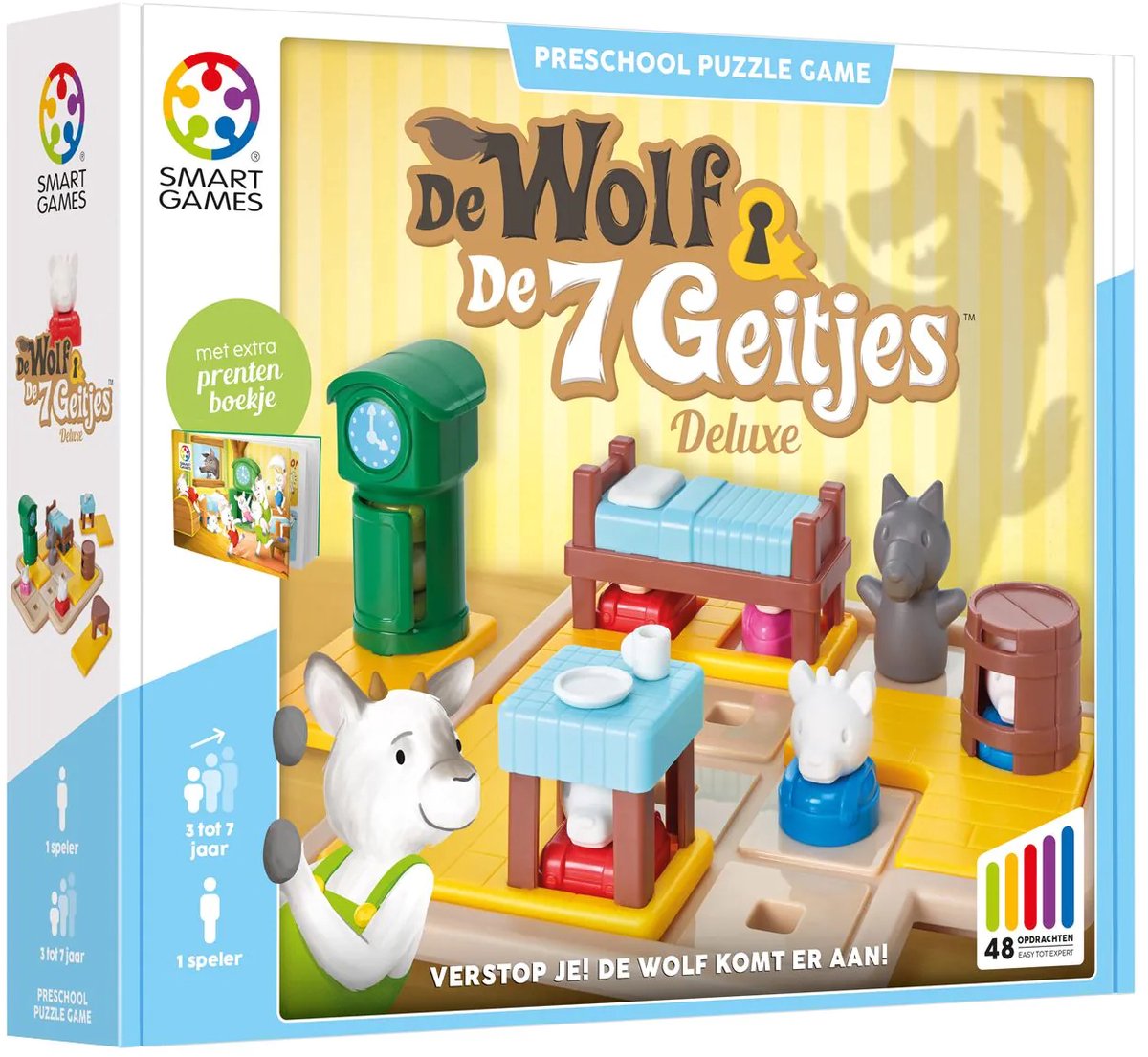 Jeux intelligents le loup et les 7 chèvres - jeu de réflexion logique pour les tout-petits et les jeunes enfants - 48 devoirs avec imagé - jeu solo pédagogique - à partir de 3 ans