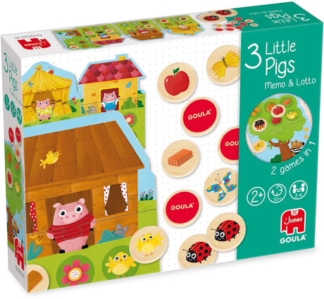 Goula jumbo - - loto mémo 3 petits cochons - puzzle enfant - 24 pièces