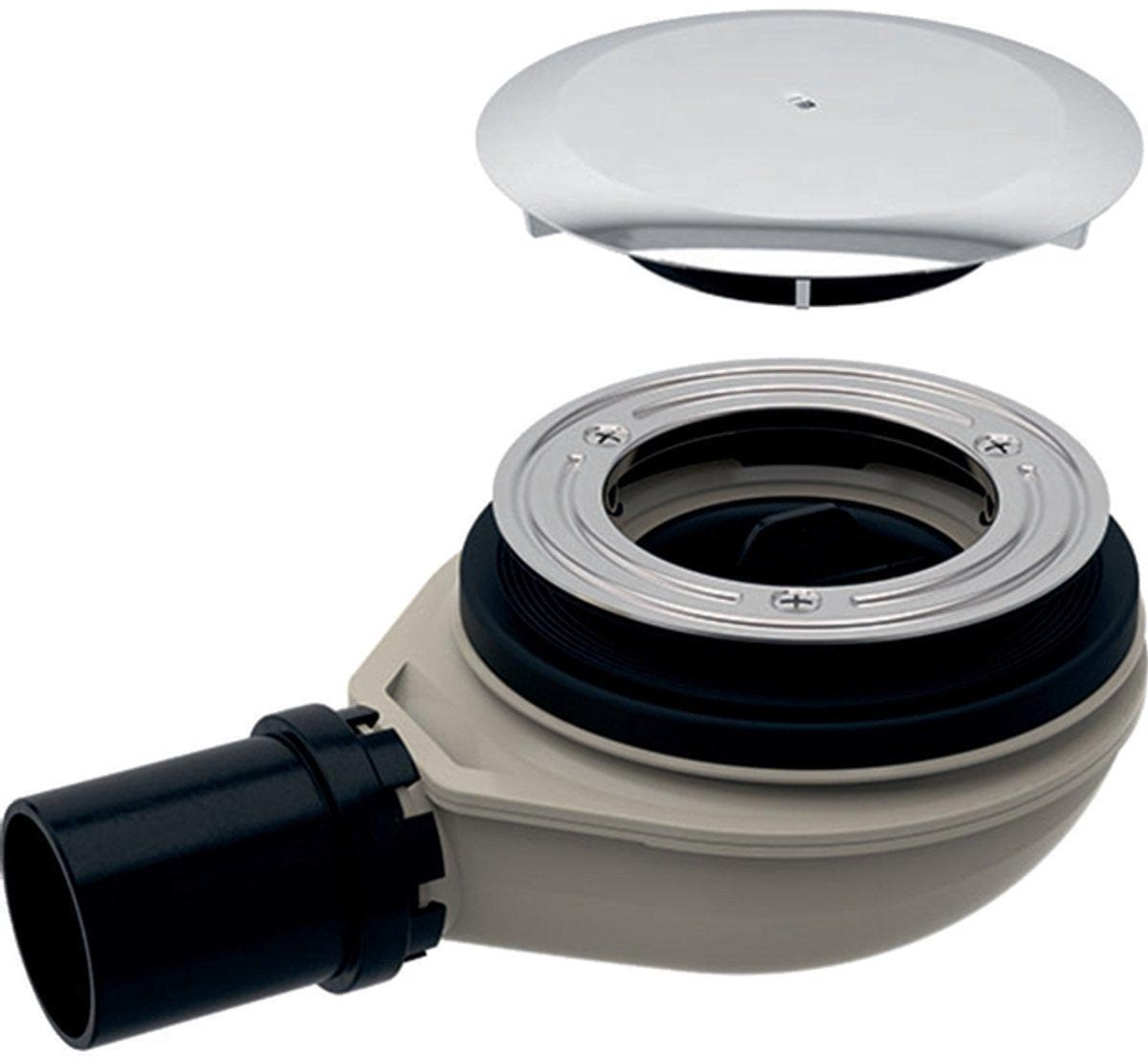 Receveur de douche Geberit setaplano vidage 40 mm avec couvercle joint d'eau 30 mm chromé