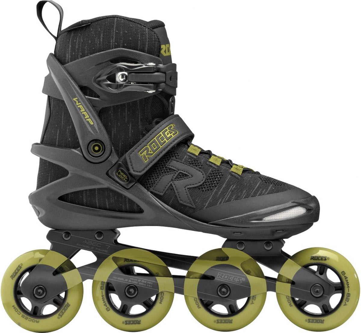 Roces warp thread tif 84 rollers en ligne unisexe – roues 4x84mm – rollers fitness – noir vert – taille 46