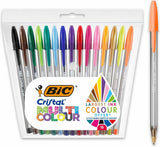 Stylos à bille multicolores Bic cristal pointe large (1,6 mm) - différentes couleurs - paquet de 15 pièces