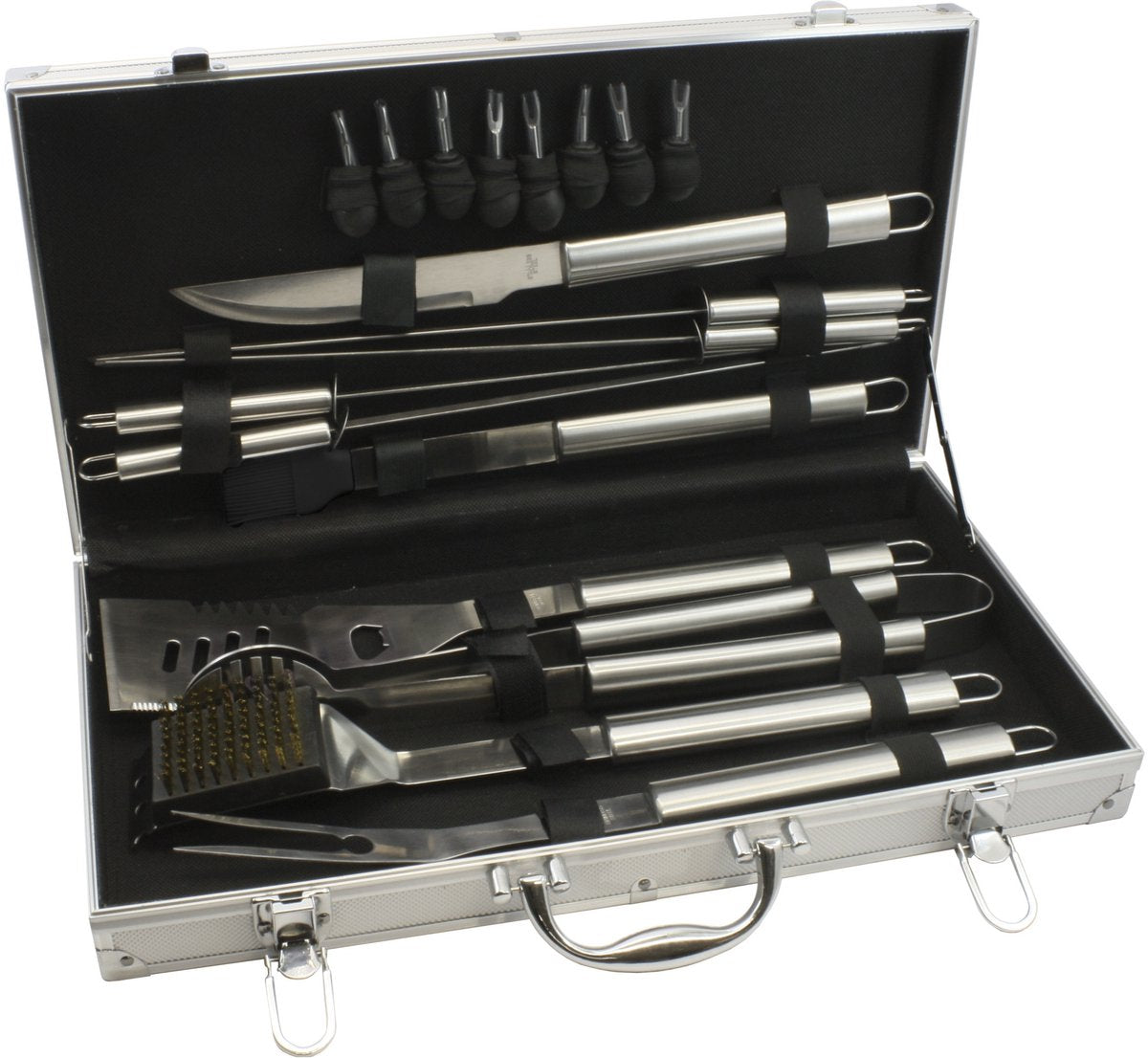 Leopold Vienna - Ensemble d'ustensiles de barbecue 18 pièces dans un étui à grillades - Accessoires pour barbecue