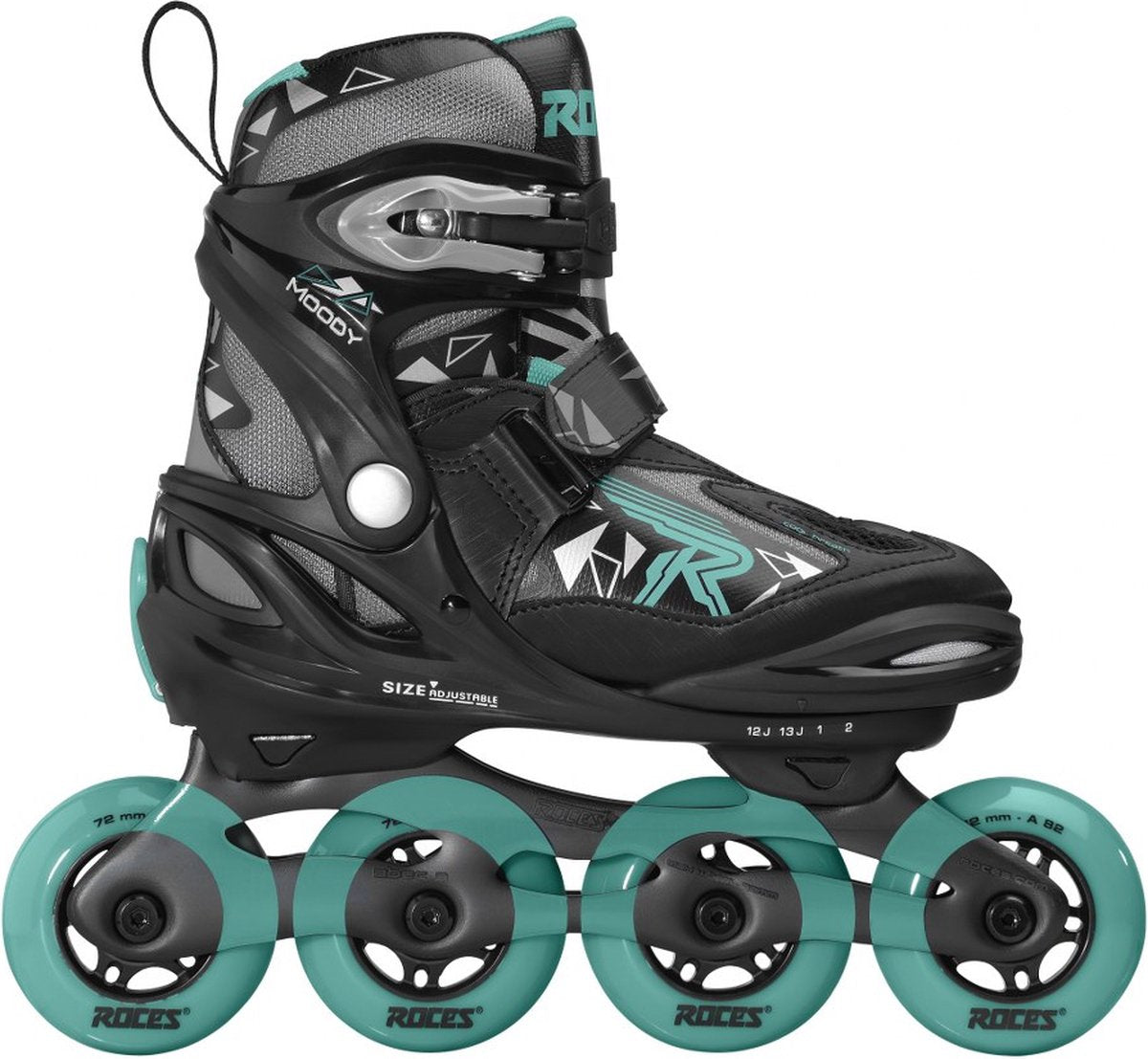 patins à roues alignées Moody Tif 82A noir aqua taille 30-35