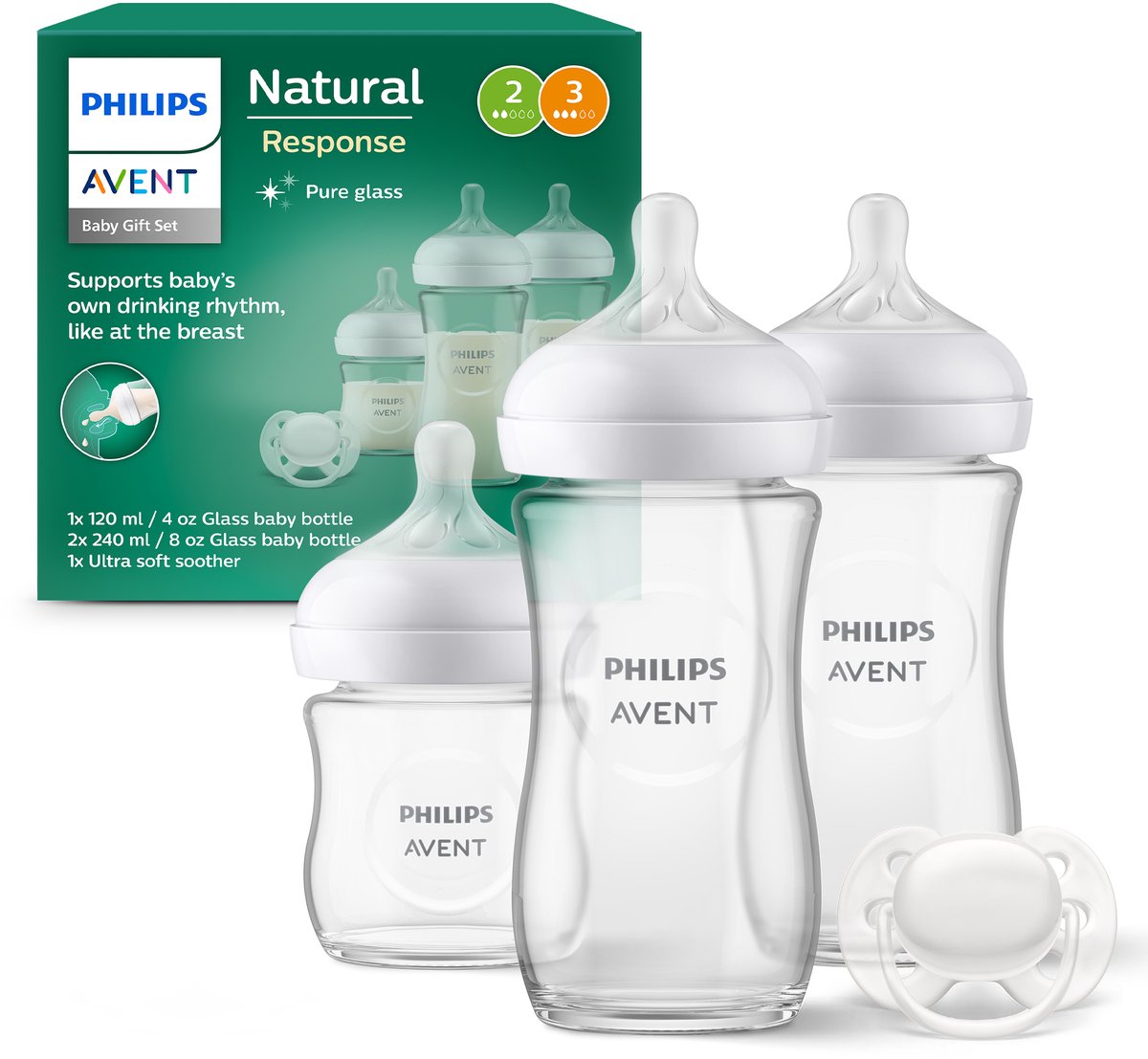 Biberon en verre Philips Avent Natural Response - kit de démarrage pour nouveau-nés scd878 11