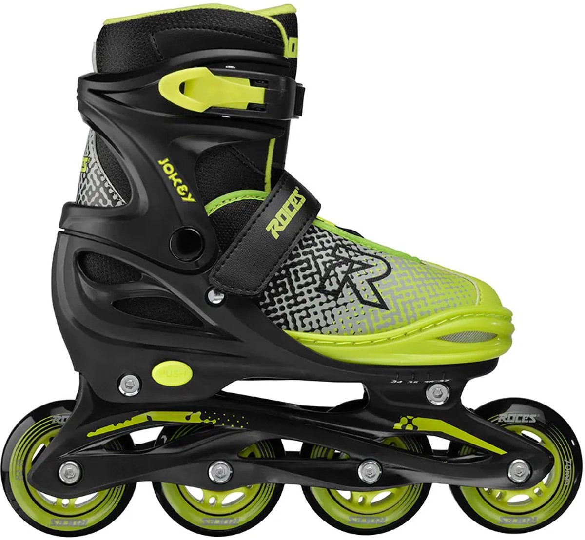 Roces jokey x patins à roues alignées réglables garçons - patins à roues alignées - patins de croissance - noir vert - taille 34-37