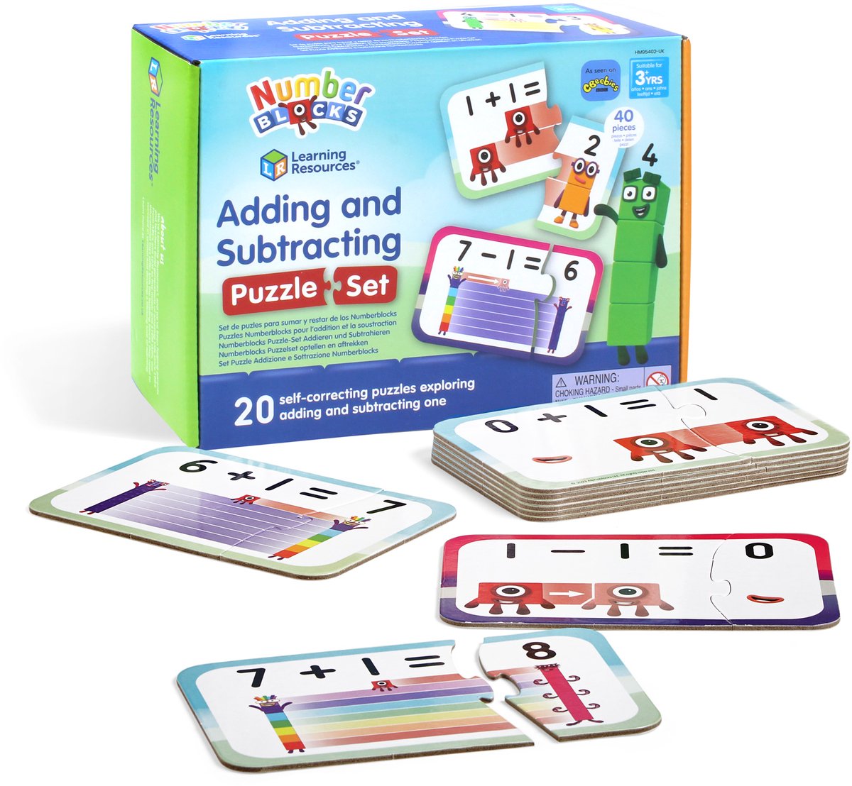 Blocs numériques de ressources d'apprentissage - ensemble de puzzles - soustraction d'addition - 3+