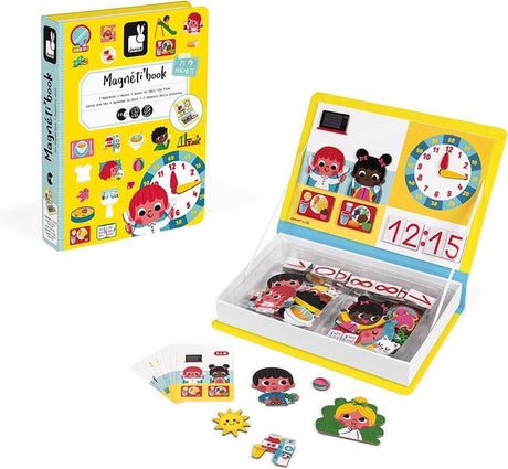 Janod - livre magnétique - lire l'heure - coffret de jeu livre magnétique