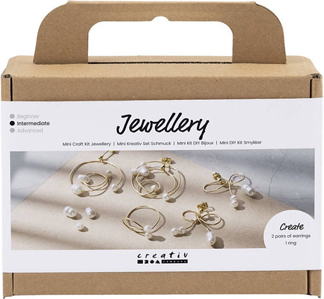 Creativ company mini hobby set bijoux, boucles d'oreilles en fil métallique, plaqué or, 1 boîte