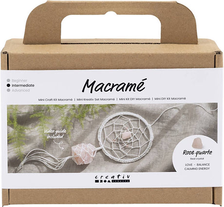 Société créative https : www.cchobby.nl mini-hobbyset-macrame-dreamcatcher-with-rose-quartz-light-pink-white-1-box