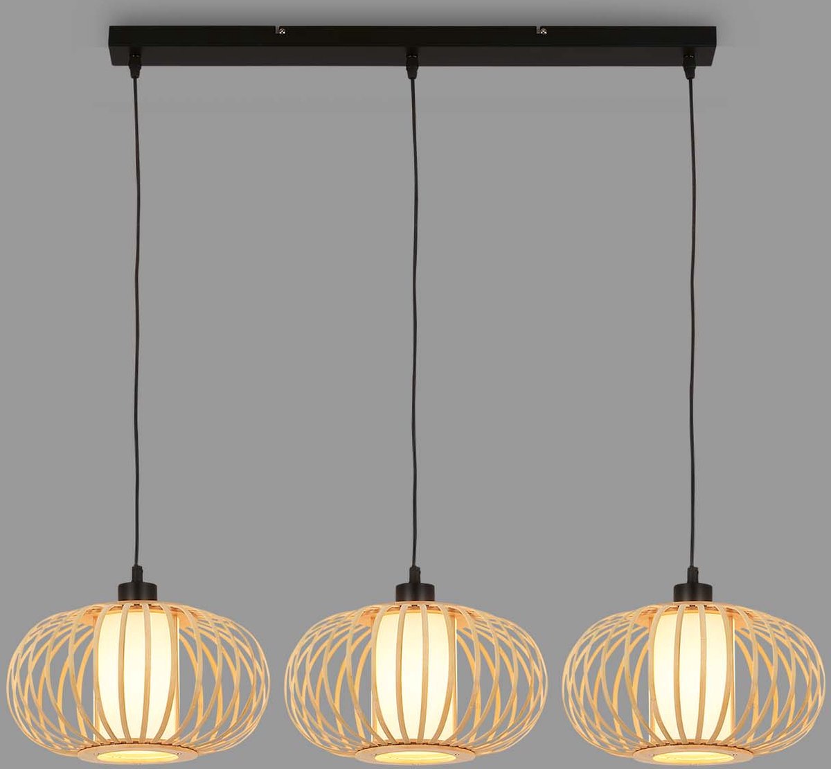 Briloner - rotti - lampe suspendue, 120 cm, 3x e27, max. 10w, couleur bois