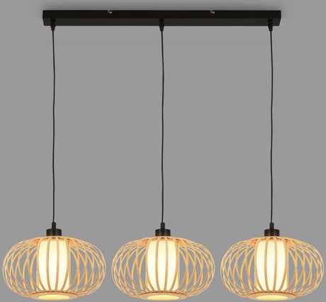 Briloner - rotti - lampe suspendue, 120 cm, 3x e27, max. 10w, couleur bois