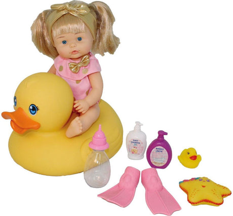 Poupée Dimian avec canard en caoutchouc et accessoires - bébé nena.