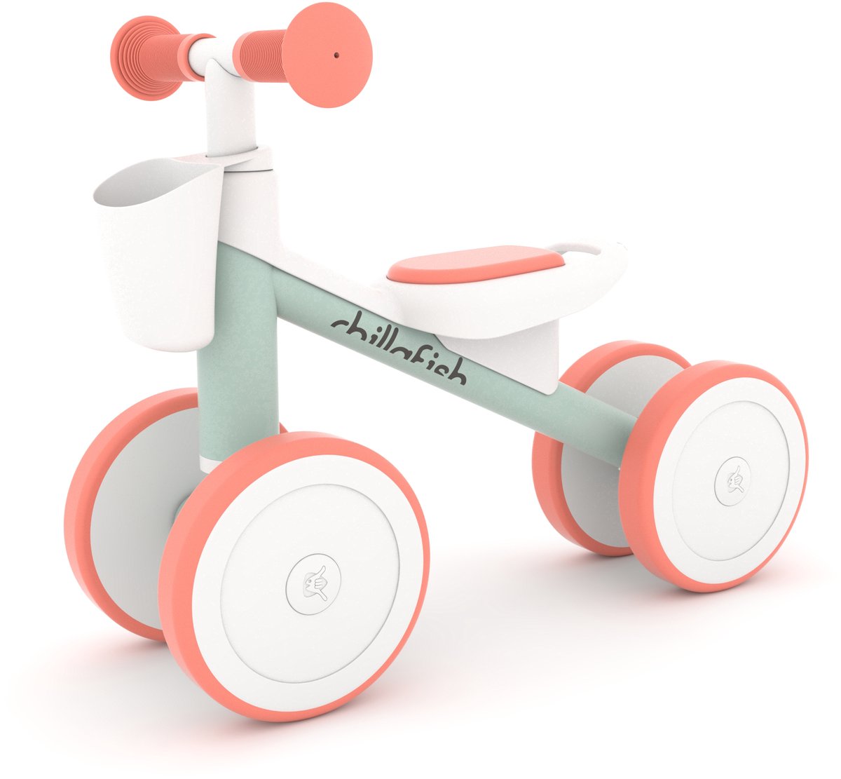 Draisienne Chillafish 1 an pour garçons et filles - trotteur pour tout-petits - vert et rose - léger avec guidon réglable - pneus antidérapants silencieux pour intérieur et extérieur - modèle quad racer