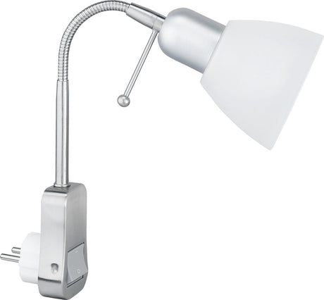 Trio Ligara - spot à fiche - nickel mat - excl. 1x e14 10w - flexible - interrupteur installé