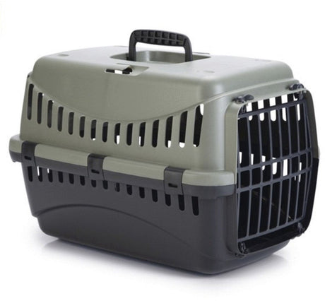 Beeztees panier de voyage gipsy eco chat - caisse de transport chat petit animal - dessus amovible vert noir - 45x26x29 cm