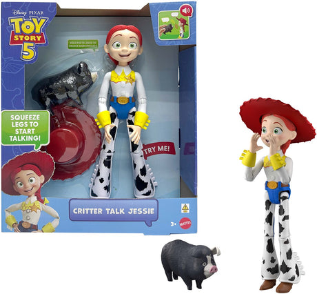 Mattel Disney et Pixar Toy Story 5 Animal Talk Jessie - figurine articulée 30 cm et cochon JD avec 35 sons - Français